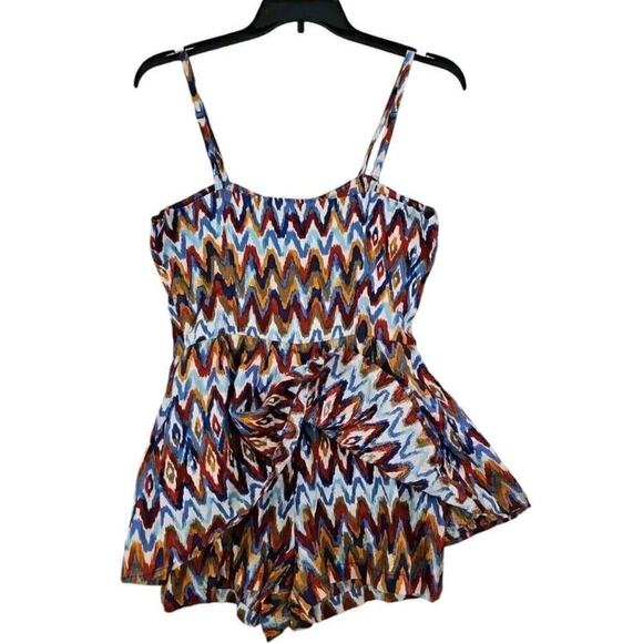 Anthropologie Mimi Chica ~ Woman Size L~ Multicolor Sleeveless Romper Linen NWOT - Picture 7 of 10